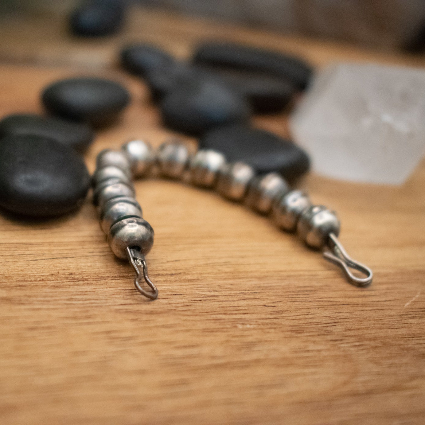 Navajo Bench Bead 4.5" Squash Blossom Necklace Extender Sterling Silver