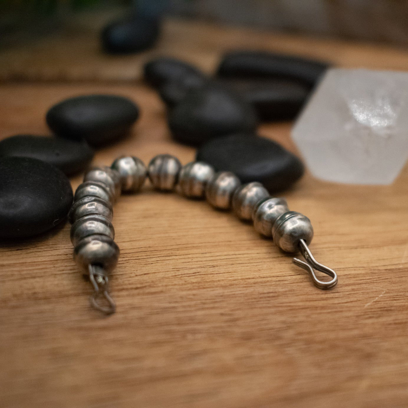 Navajo Bench Bead 4.5" Squash Blossom Necklace Extender Sterling Silver