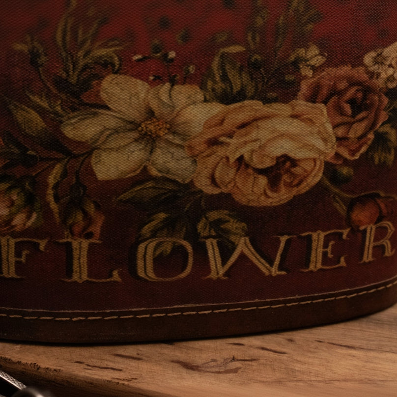 Elegant Dark Red Oval Box with Floral Design