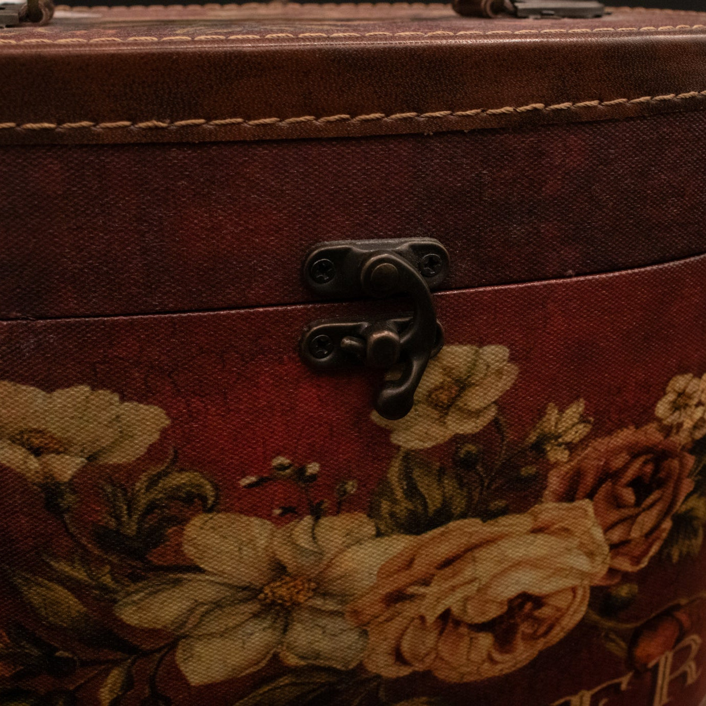 Elegant Dark Red Oval Box with Floral Design