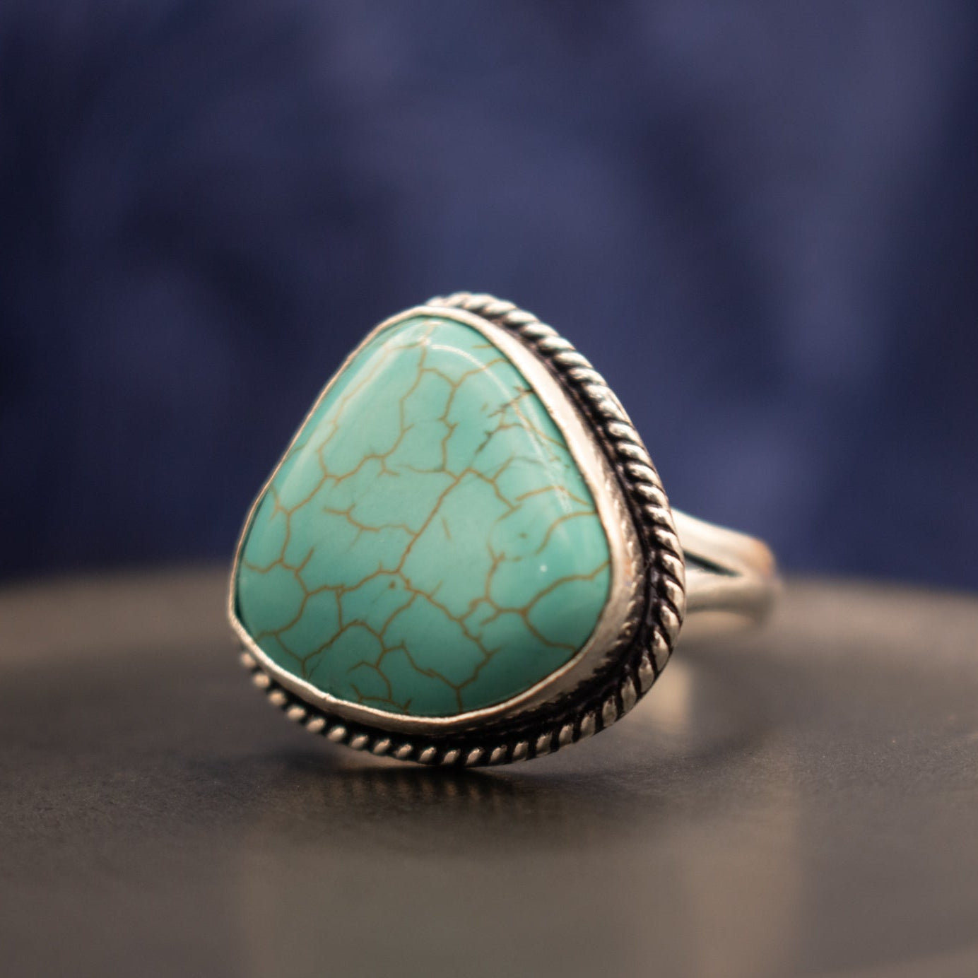 Raw Turquoise Ring Sterling Silver Size 9