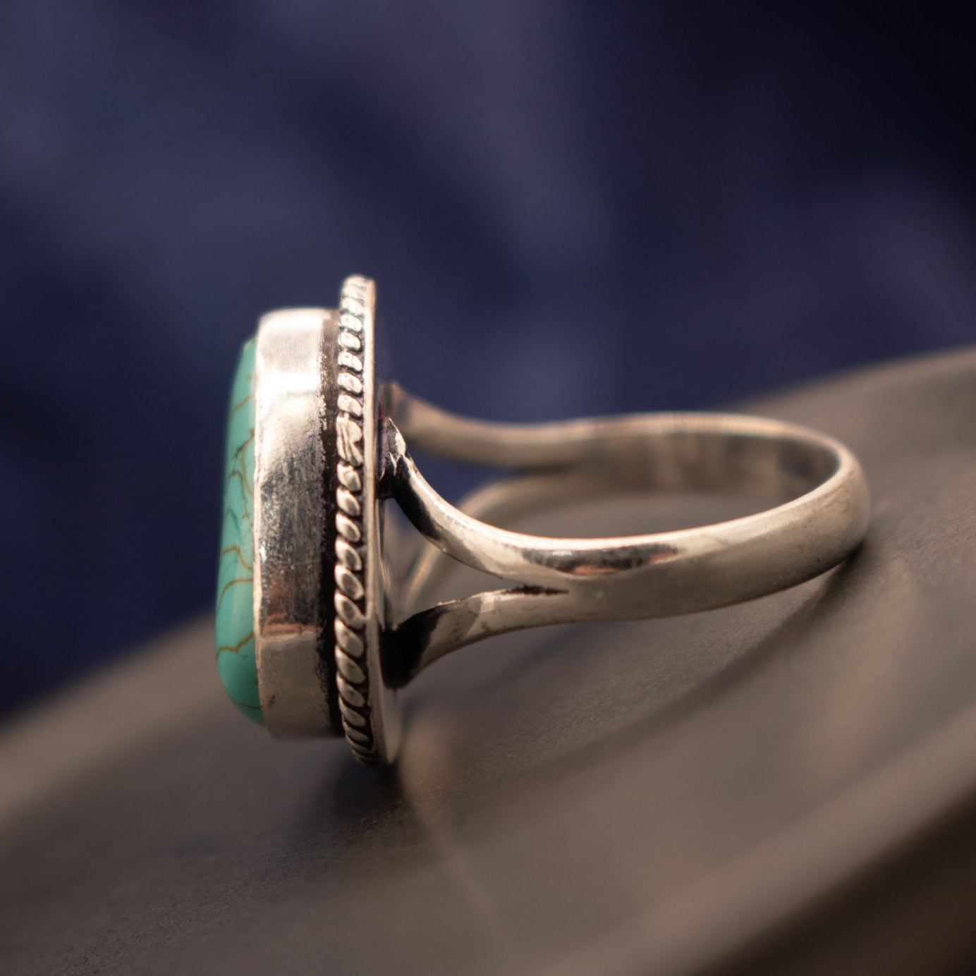 Raw Turquoise Ring Sterling Silver Size 9