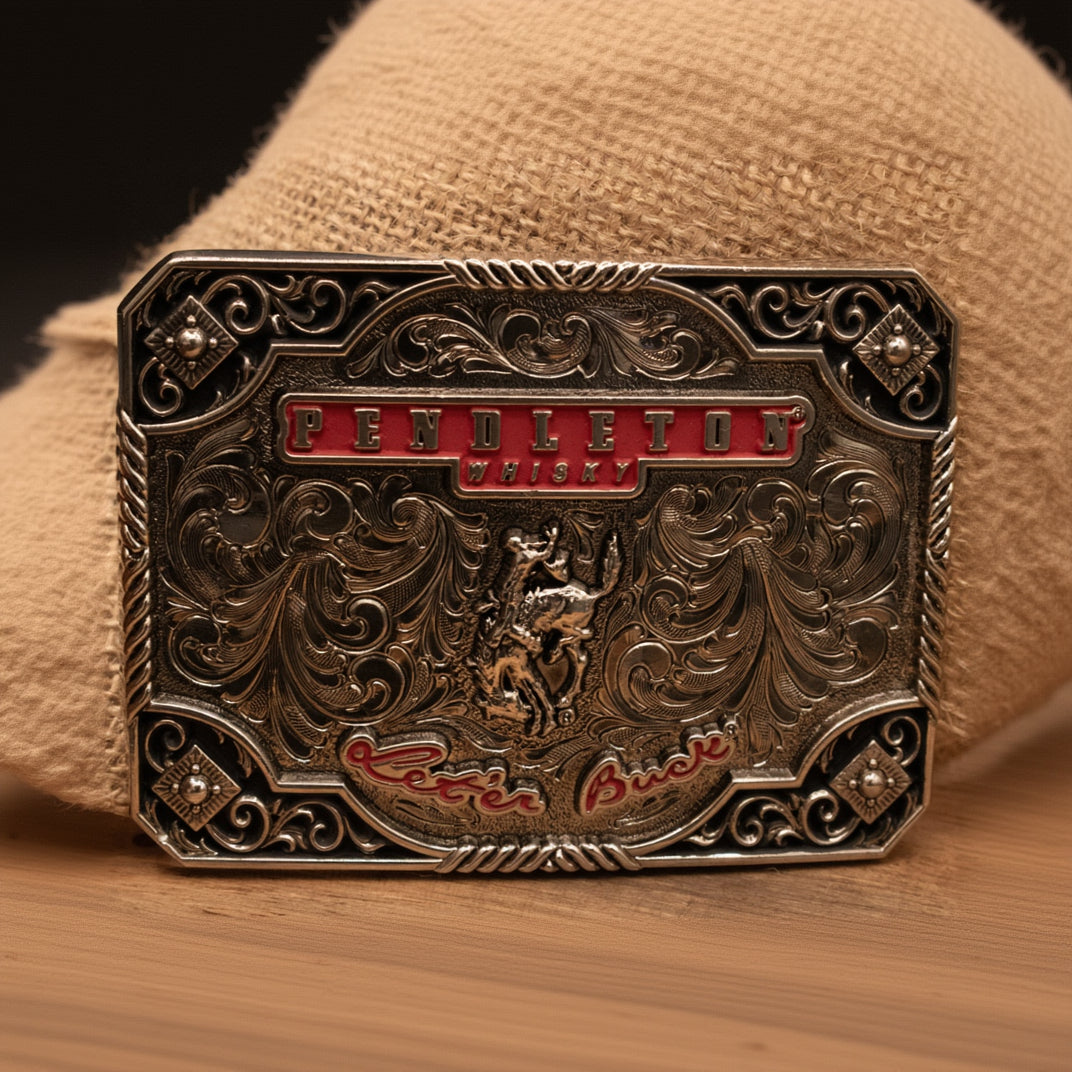 Montana Silversmiths Limited Edition 2019 Pendleton Whiskey Belt Buckle "Let'er Buck"