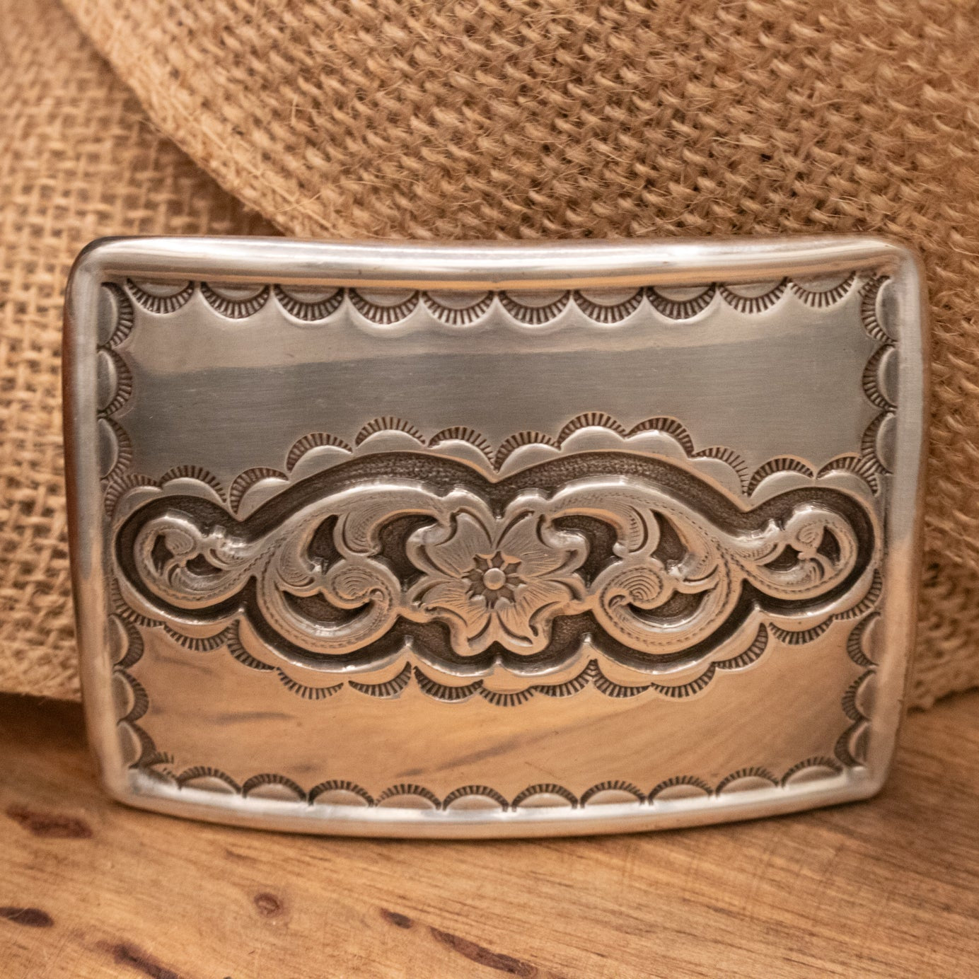 Vintage 1995 Silver Plated Floral Belt Buckle