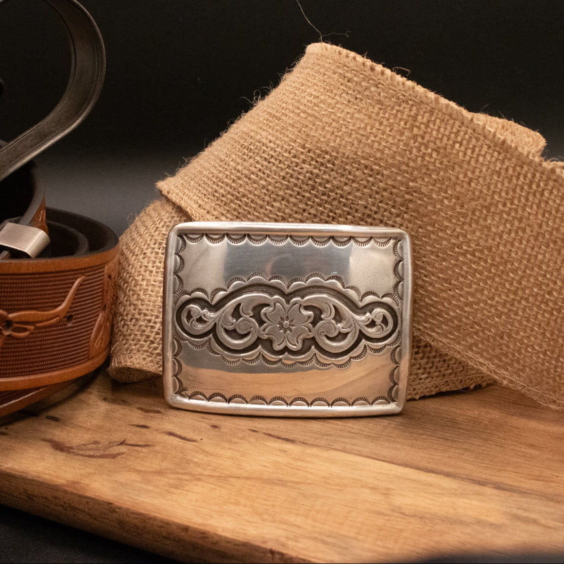 Vintage 1995 Silver Plated Floral Belt Buckle