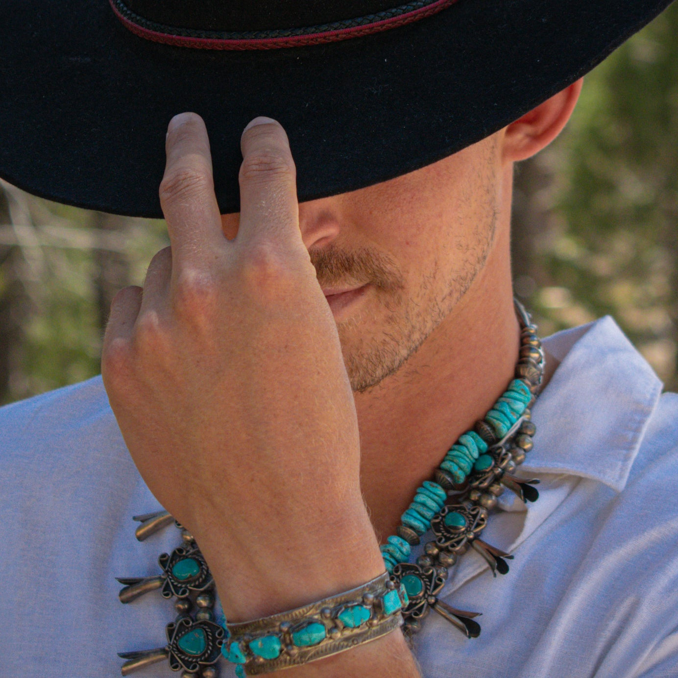Navajo Sterling Silver Turquoise Cuff Bracelet
