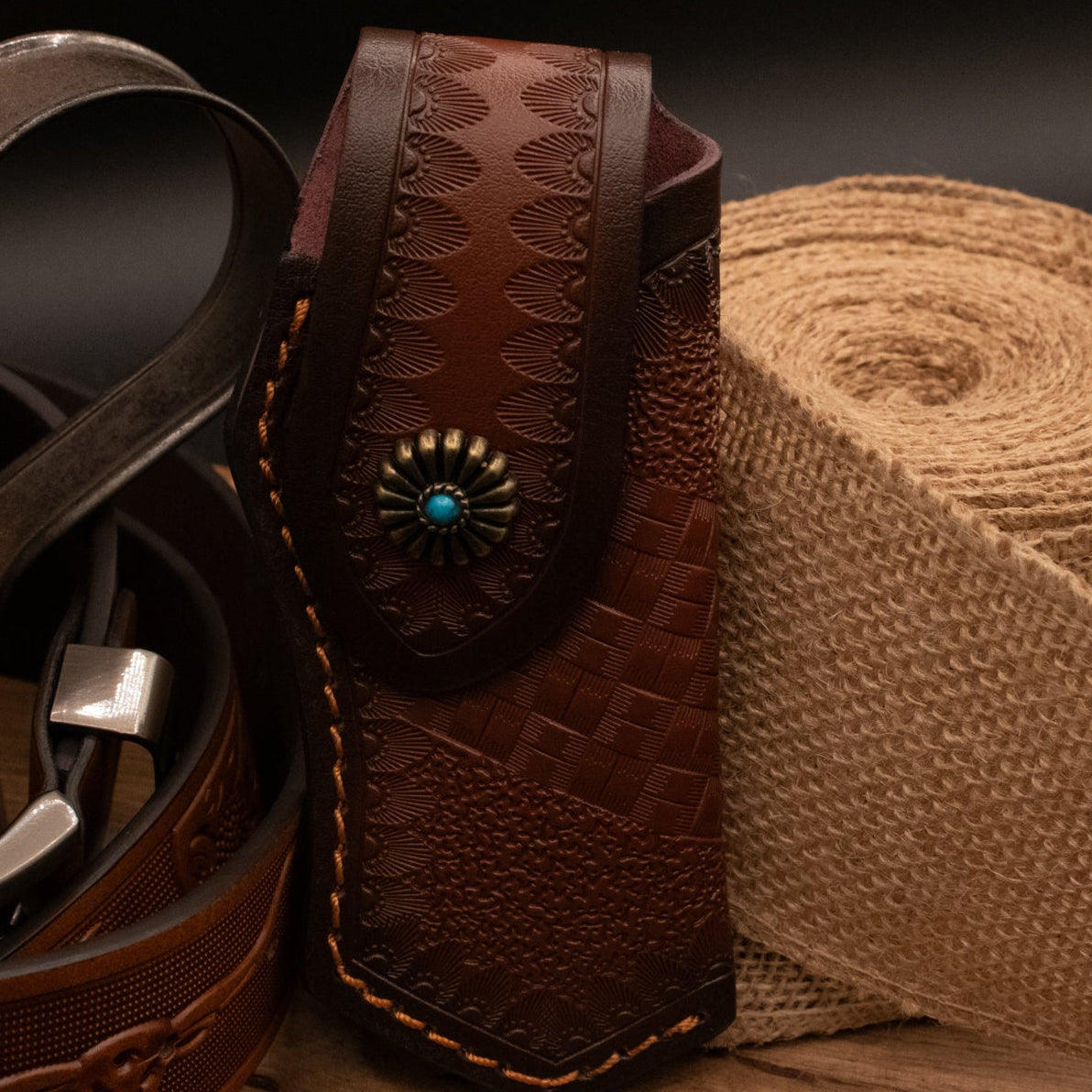 Foldable Pocket Knife Leather Sheath