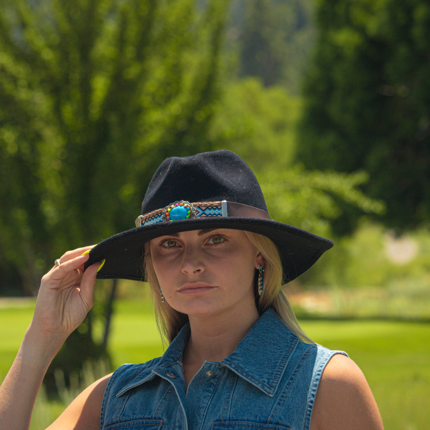 Black Felt Cowboy Hat with Hatband