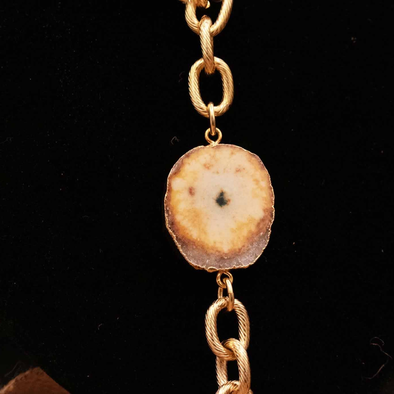 Soft Surrounding Cressa Light Brown Agate & Gold Double Pendant Necklace