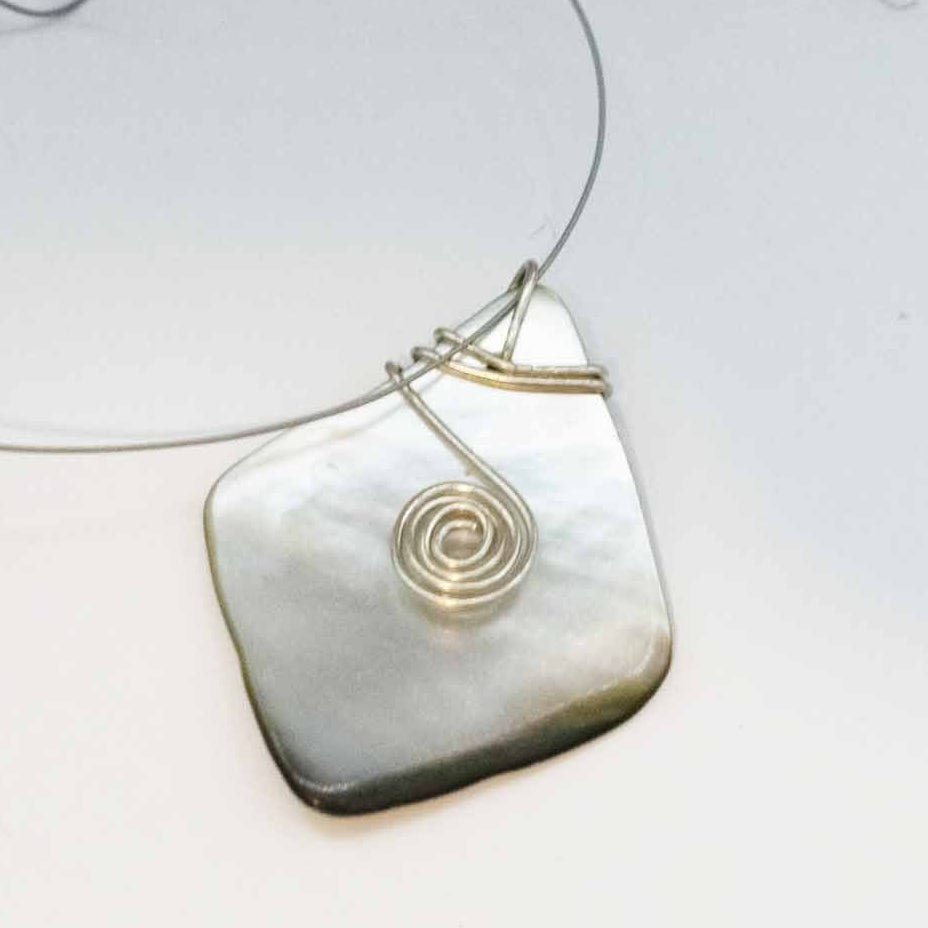 Abalone Shell with Infinity Spiral On a Choker String