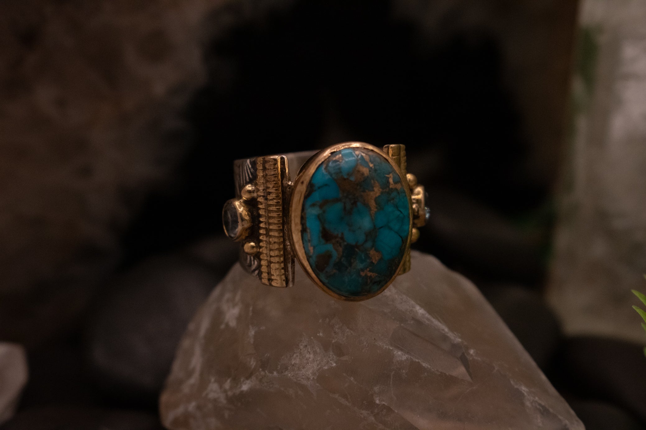 Blue Copper Turquoise 925 Sterling Silver Handmade Ring Size 8