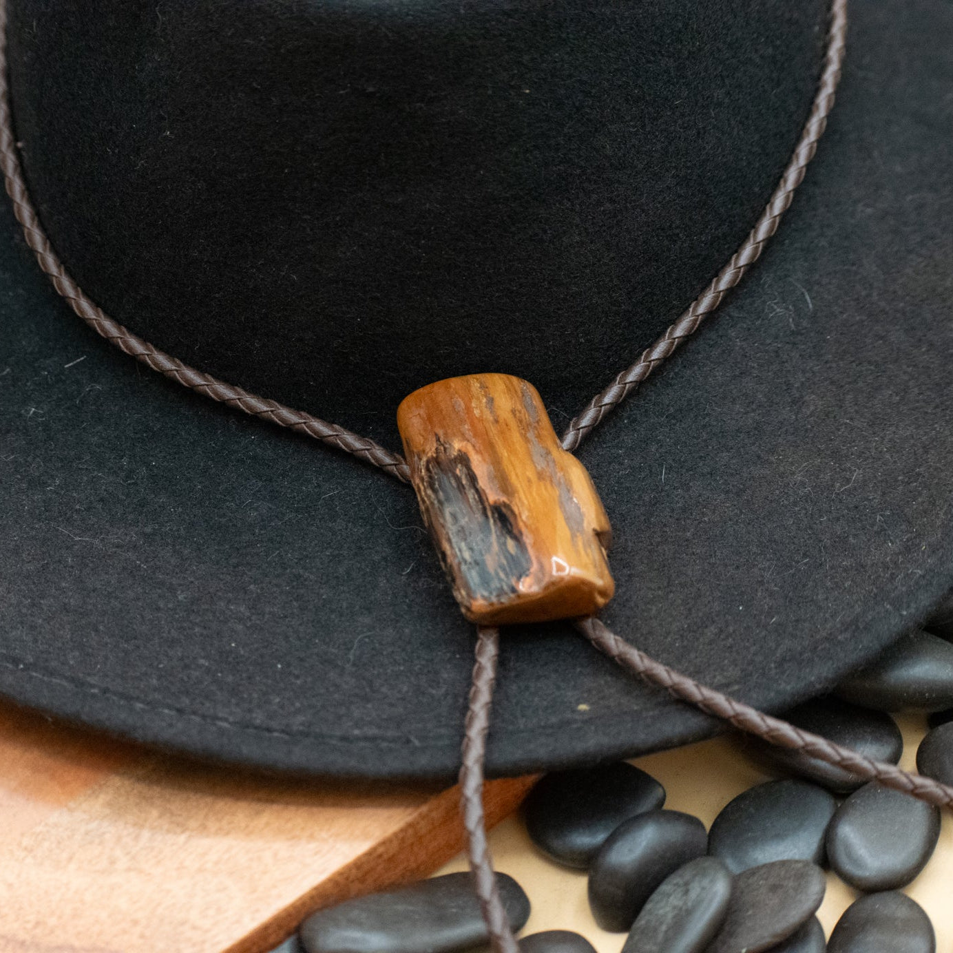 Native American Petrified Wood Bolo Tie
