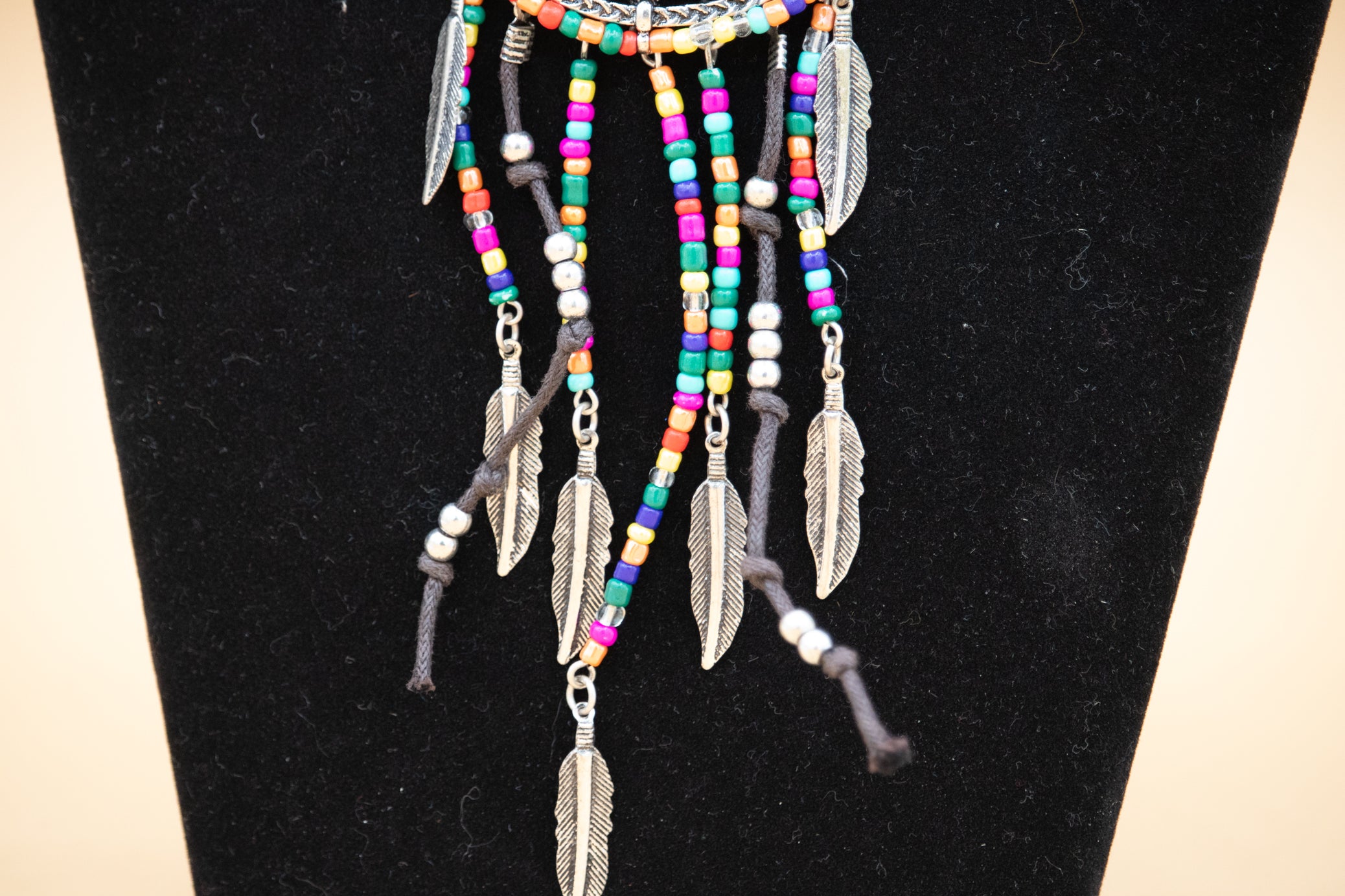 Dreamcatcher Necklace Turquoise Boho Feather Pendant Beaded Fringe 18 Inch Chain