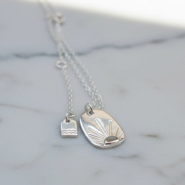 Pura Vida Sunshine Tag Chain Necklace Sterling Silver