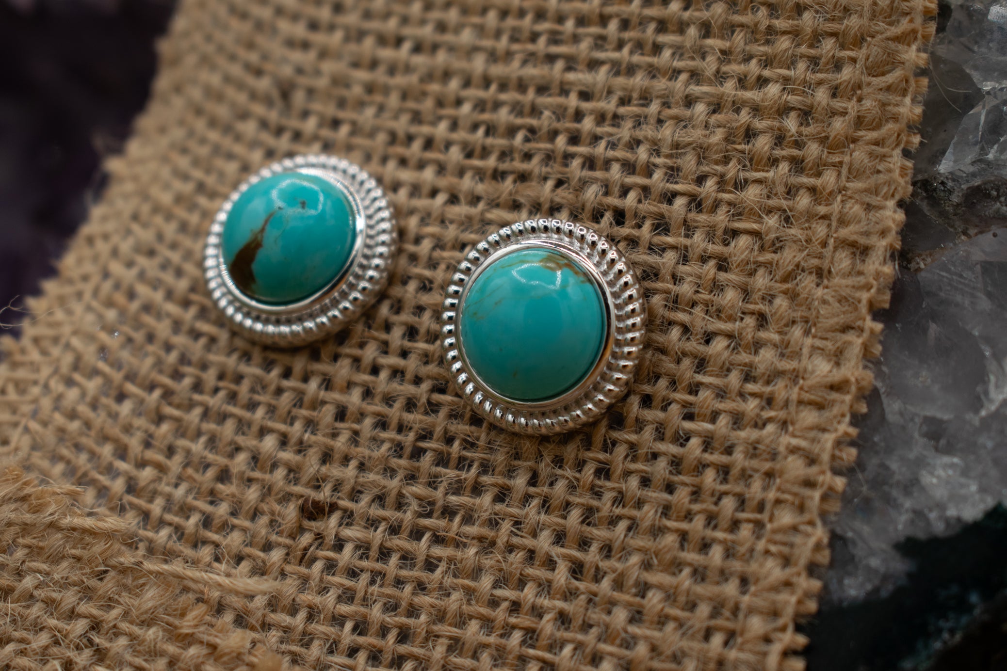 Kingman Turquoise Stud Earrings Sterling Silver Natural Turquoise Western Jewelry