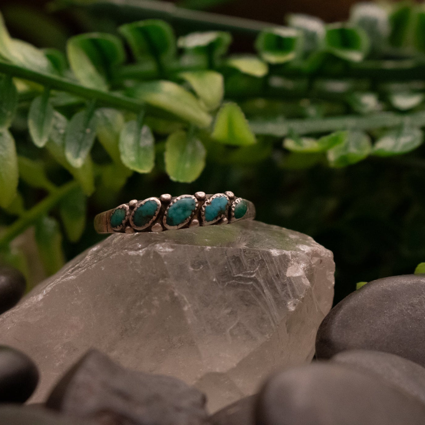 Vintage Navajo Turquoise Gemstone Ring Size 9