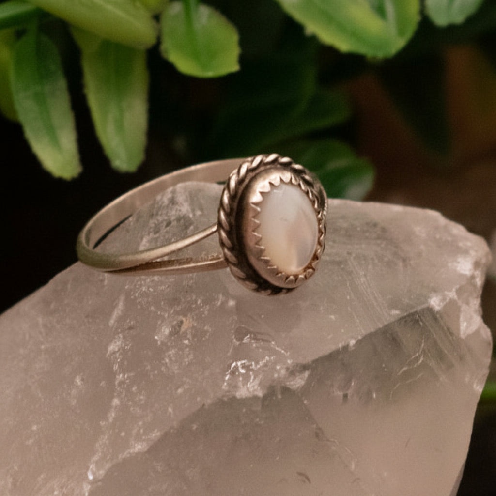 Vintage Moonstone Sterling Silver Split Band Size 6