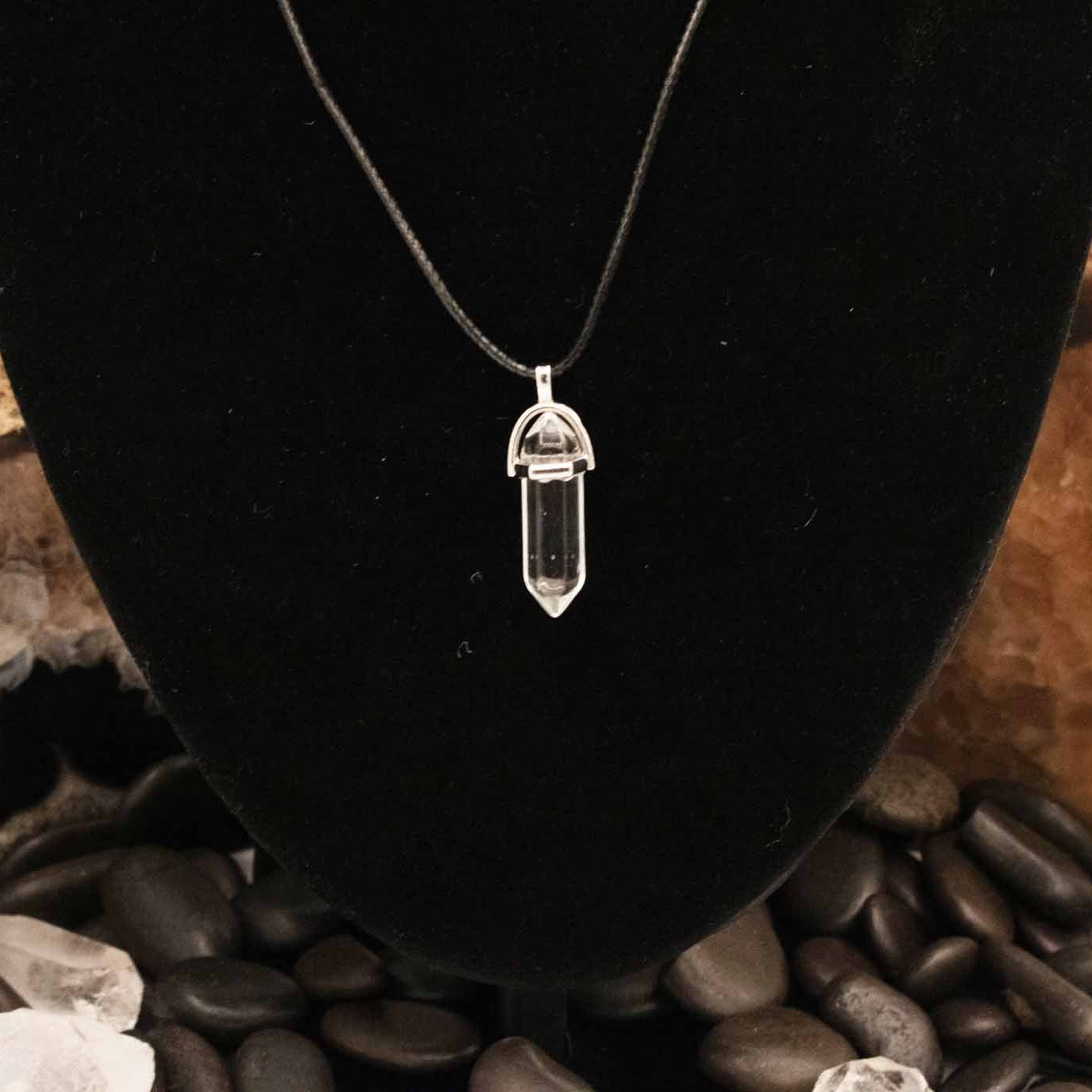 Clear Quartz Crystal Point Necklace