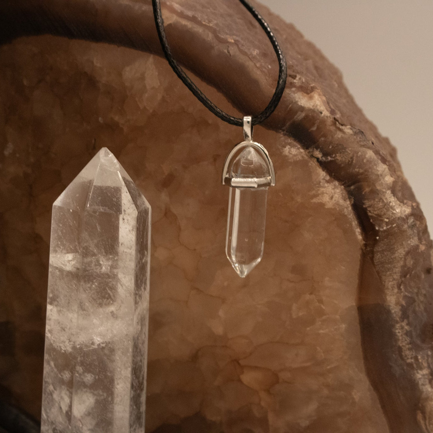 Clear Quartz Crystal Point Necklace