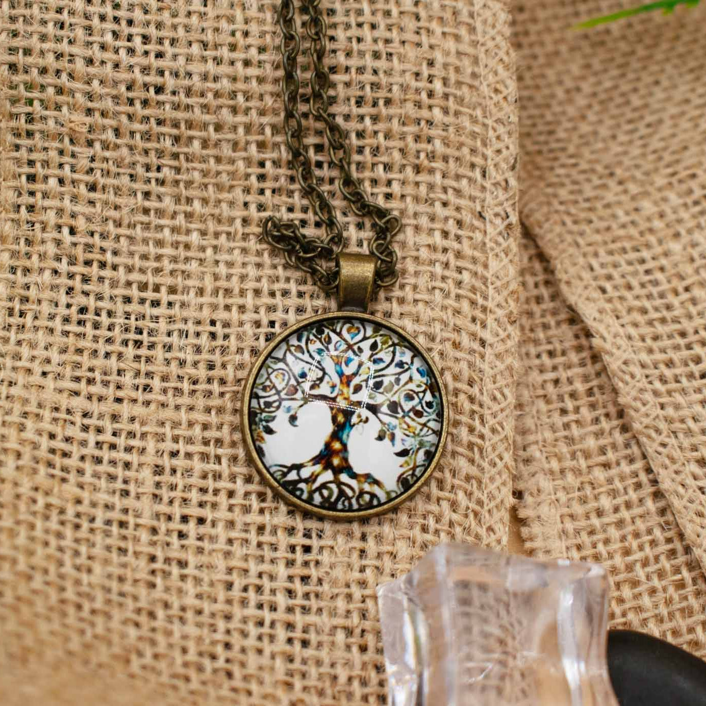 Mystic Tree of Life Resin Bubble Pendent Necklace