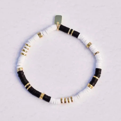 Pura Vida Black & White Disc Stretch Bracelet