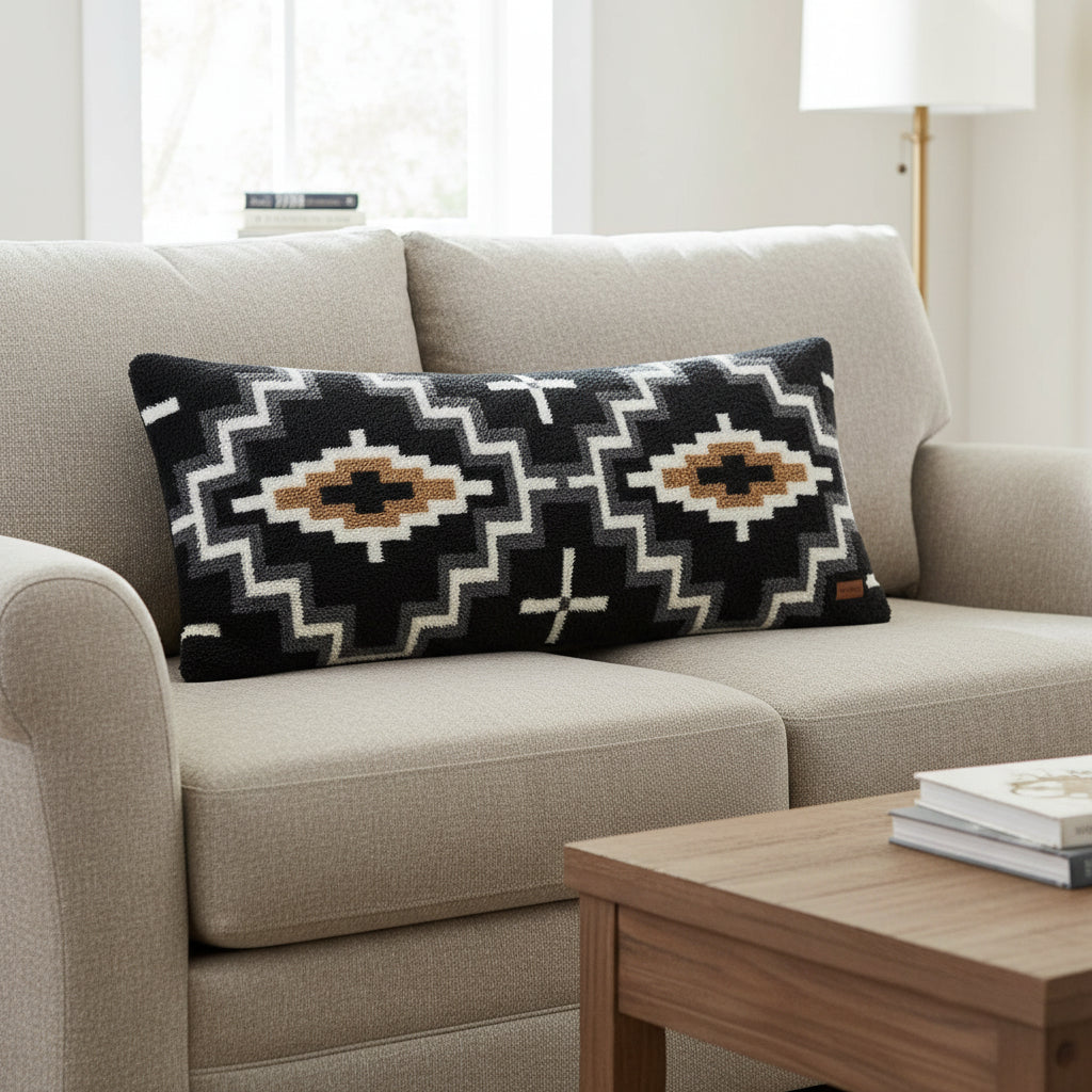 Pendleton Oversized Sherpa Bolster Pillow Otero Black