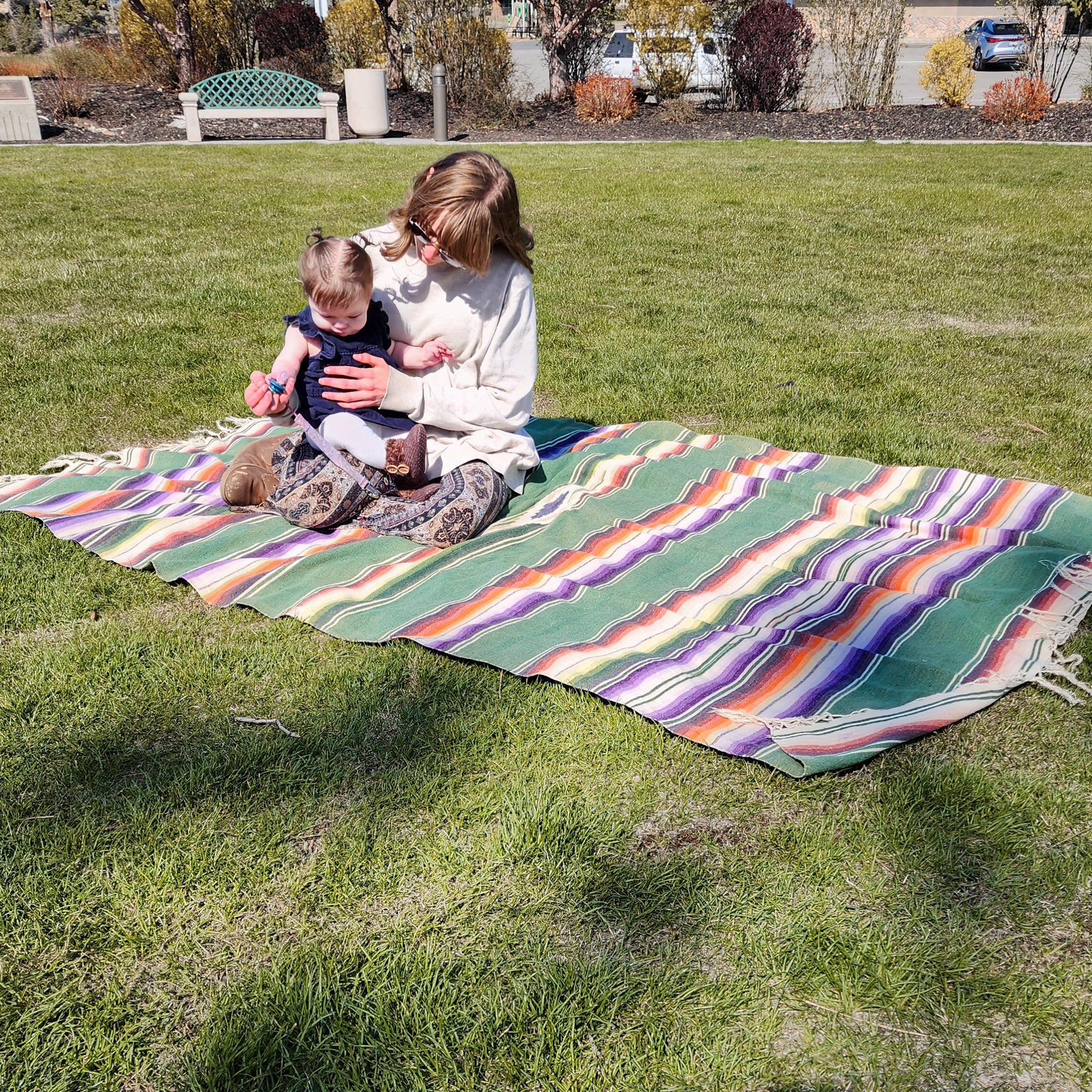 Vintage Multicolored Wool Saltillo Sarape Mexican Blanket