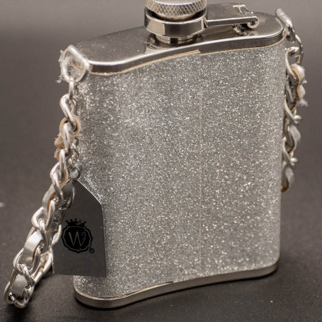Wide Eye Design Gold and White Cheetah Print Mini Flask