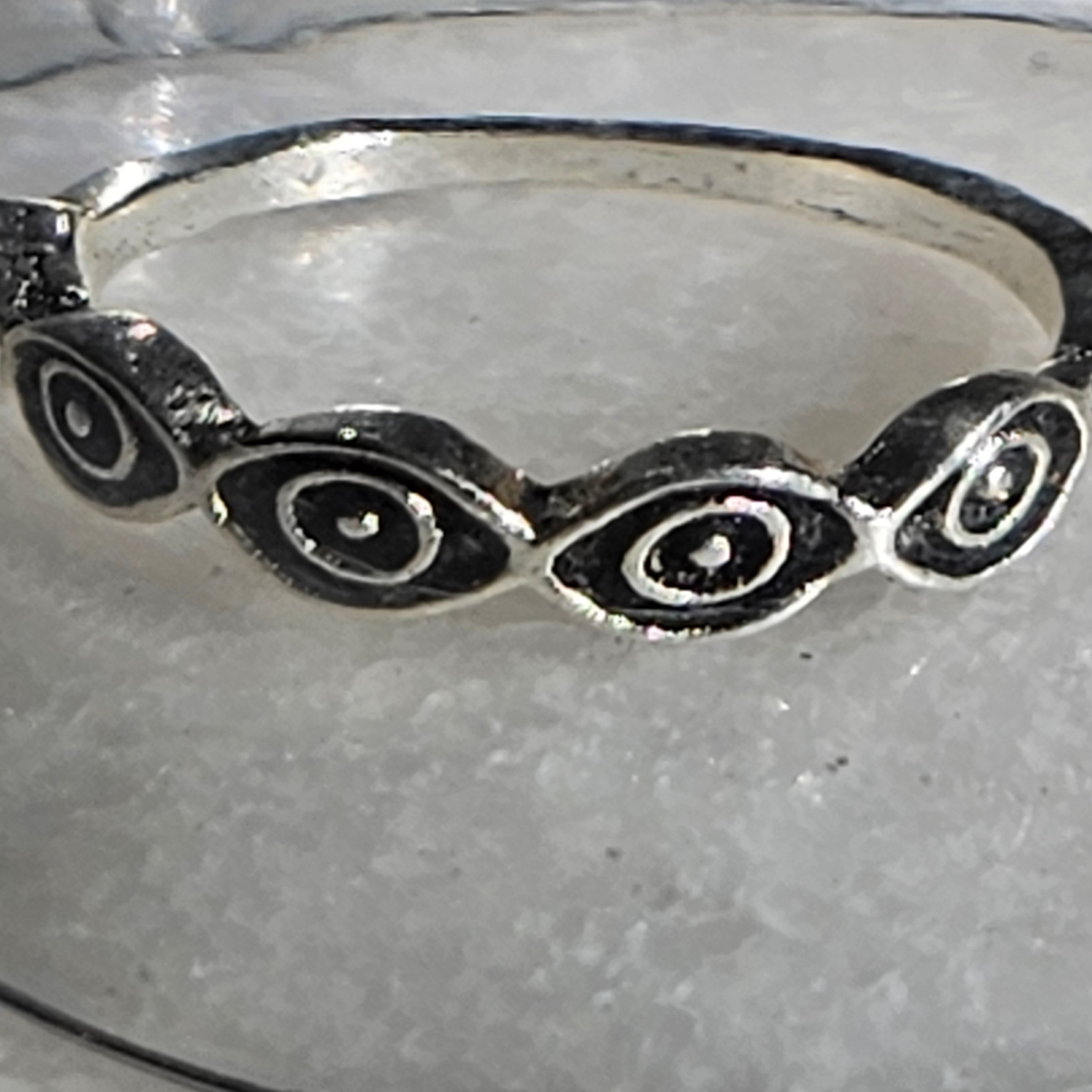 Alloy Plated Silver Evil Eye Ring Size 6.5