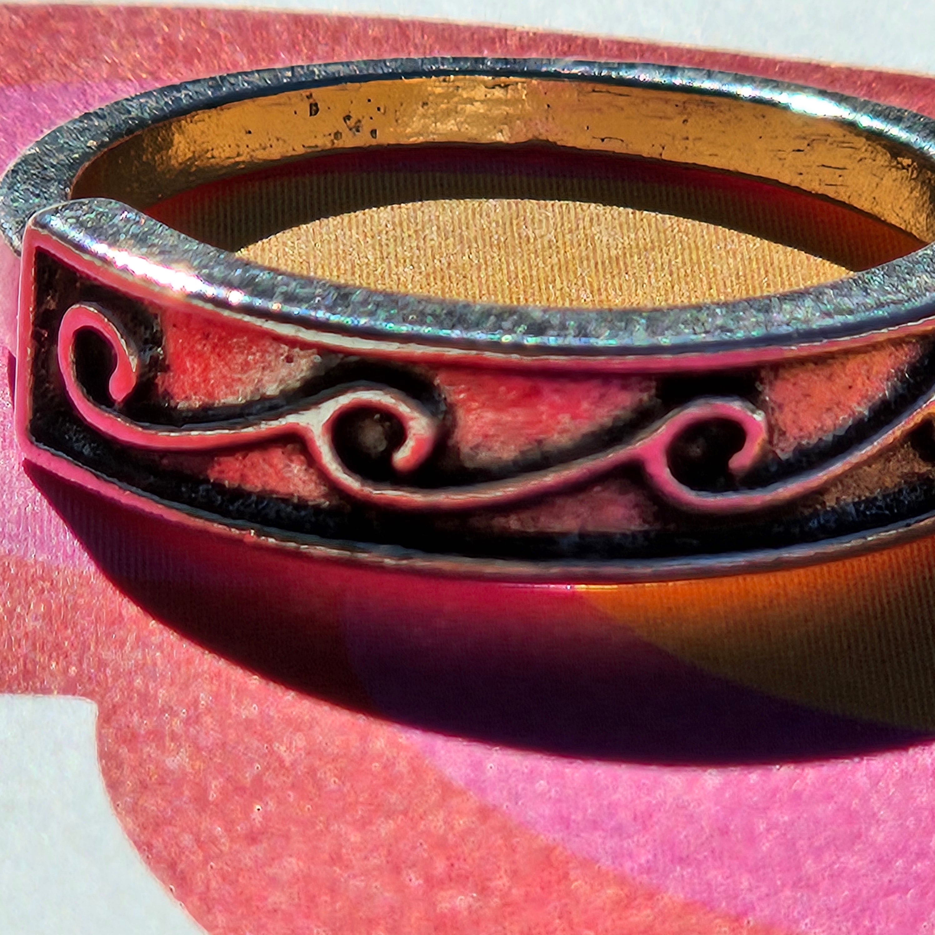 Wave Silver-Plated Band Ring Size 6.5 Vintage Scroll Design Fashion Ring