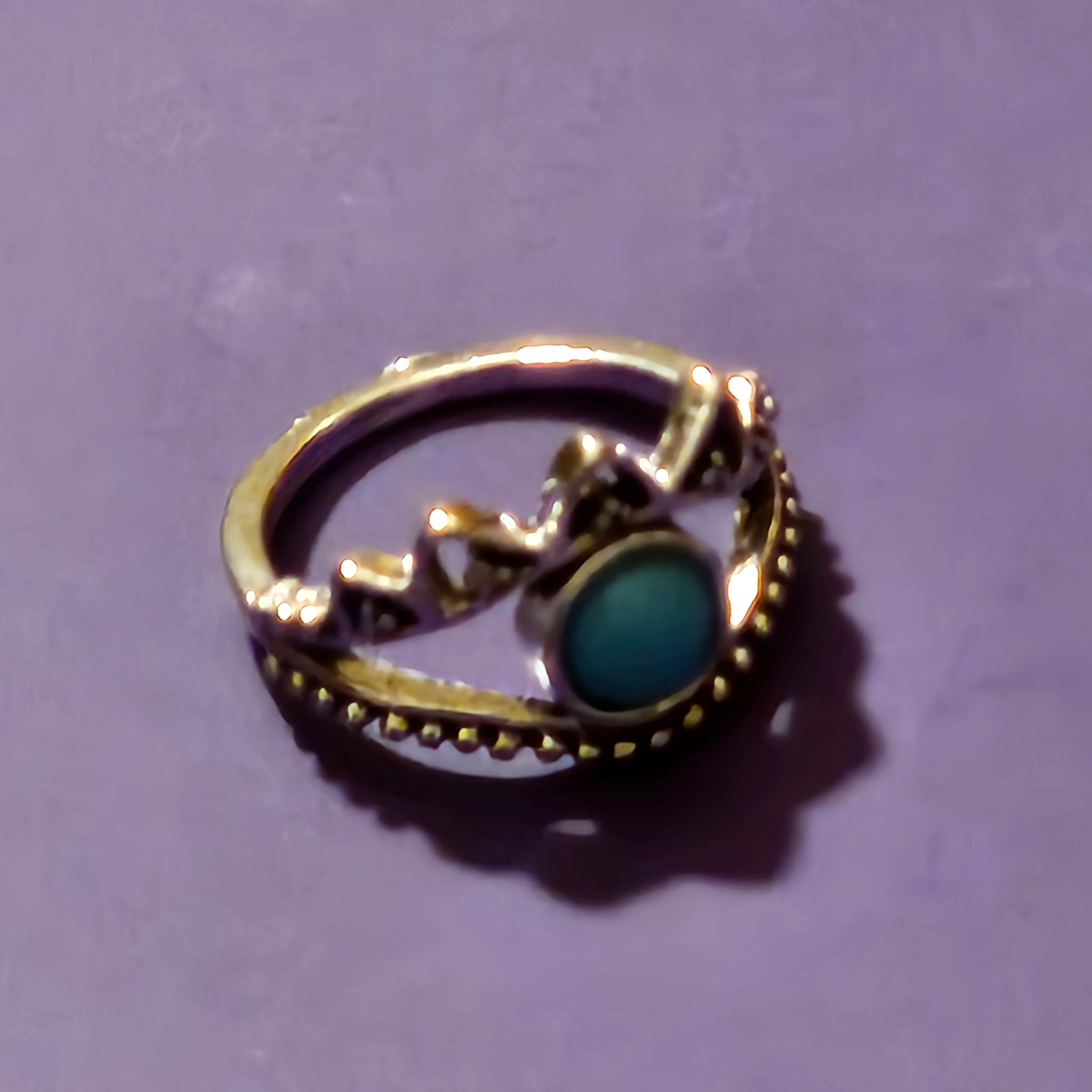 Faux Turquoise alloy Plated Silver Eye Ring Size 6.5