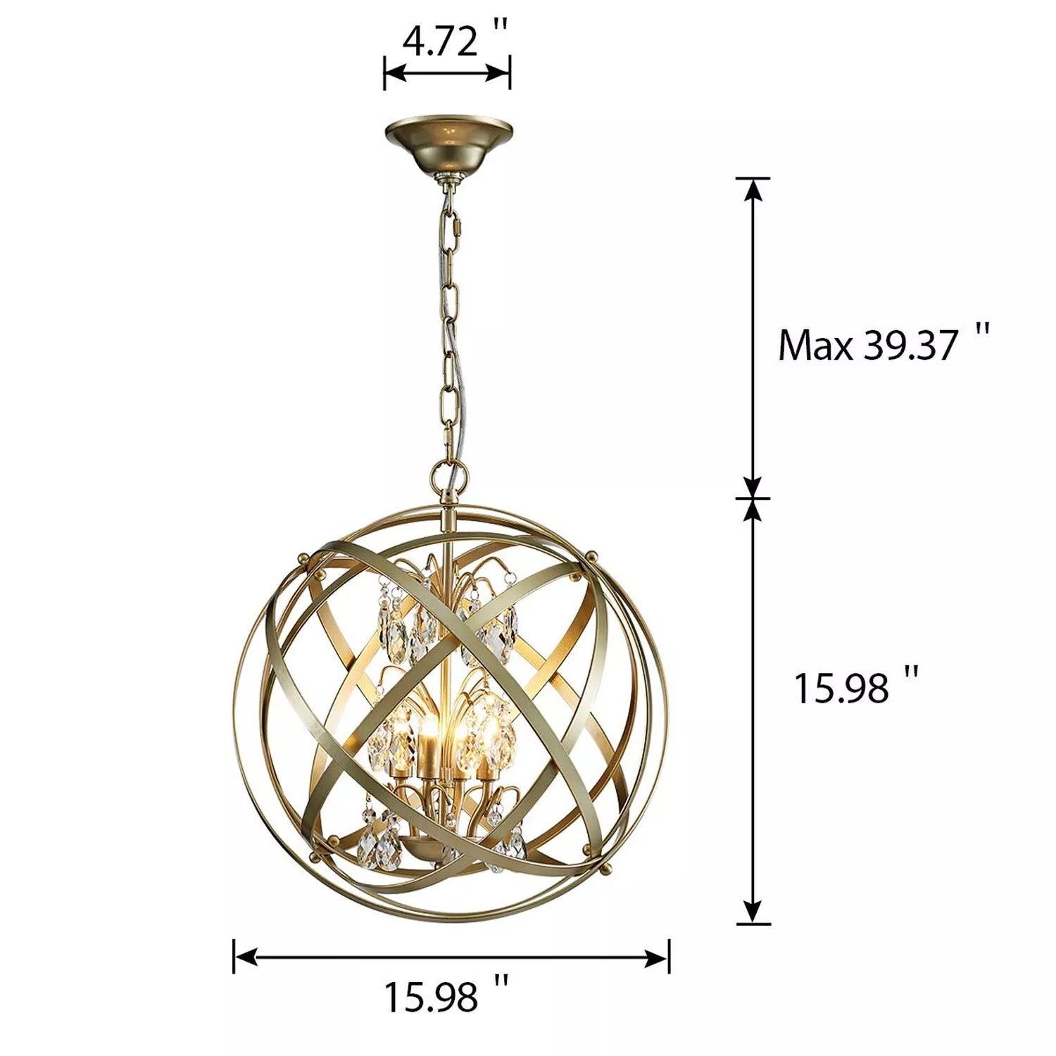 Elegant 4 Bulb Gold and Crystal Candelabra Chandelier