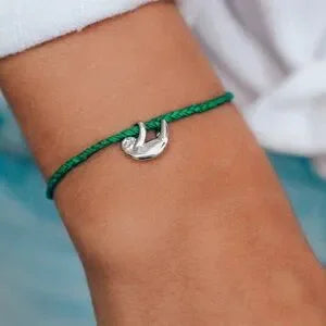 Pura Vida Braided Jute Cord Sloth Bracelet Silver Colored Charm