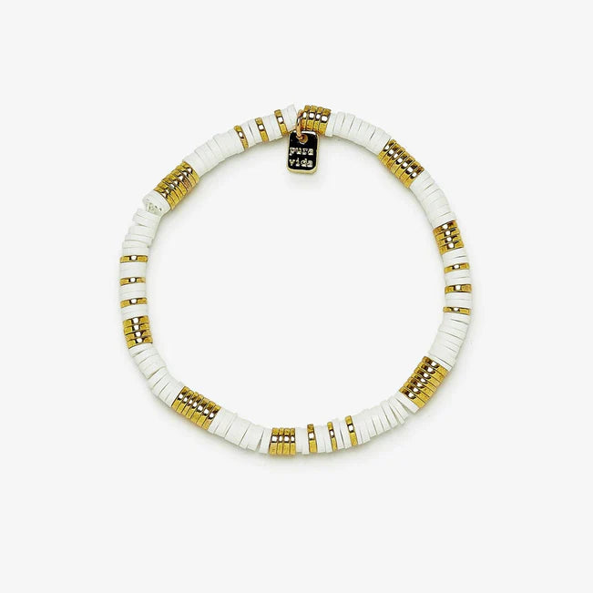 Pura Vida White Disc Stretch Bracelet