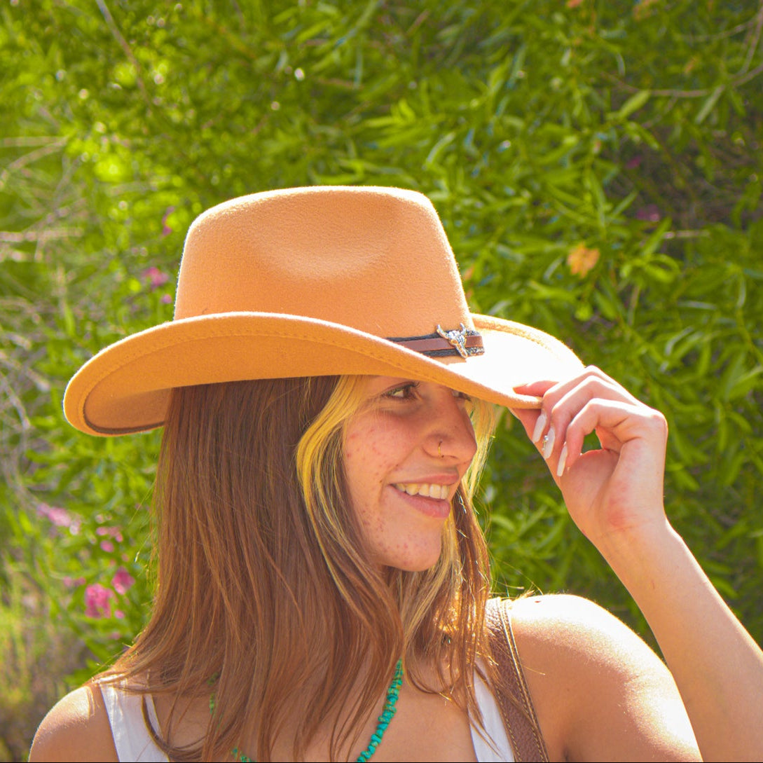 Cowboy Hat Action Summer, Sun Protection Unisex Hat Hiking Khaki