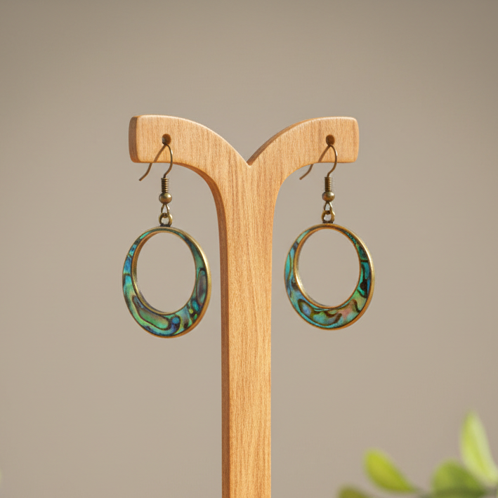 Sterling Silver Native American Zuni Navajo Abalone Circle Earrings