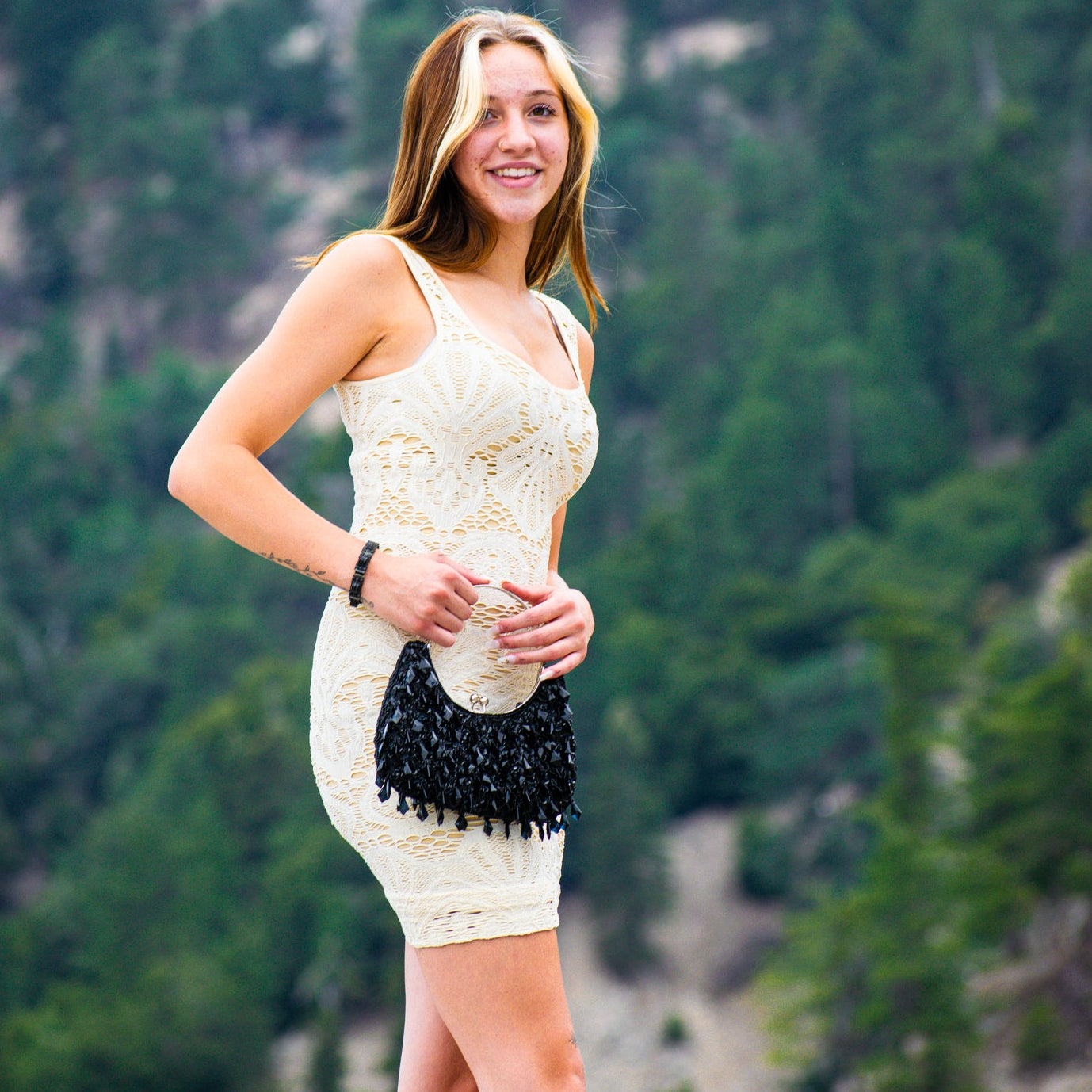 Black Beaded Evening Clutch
