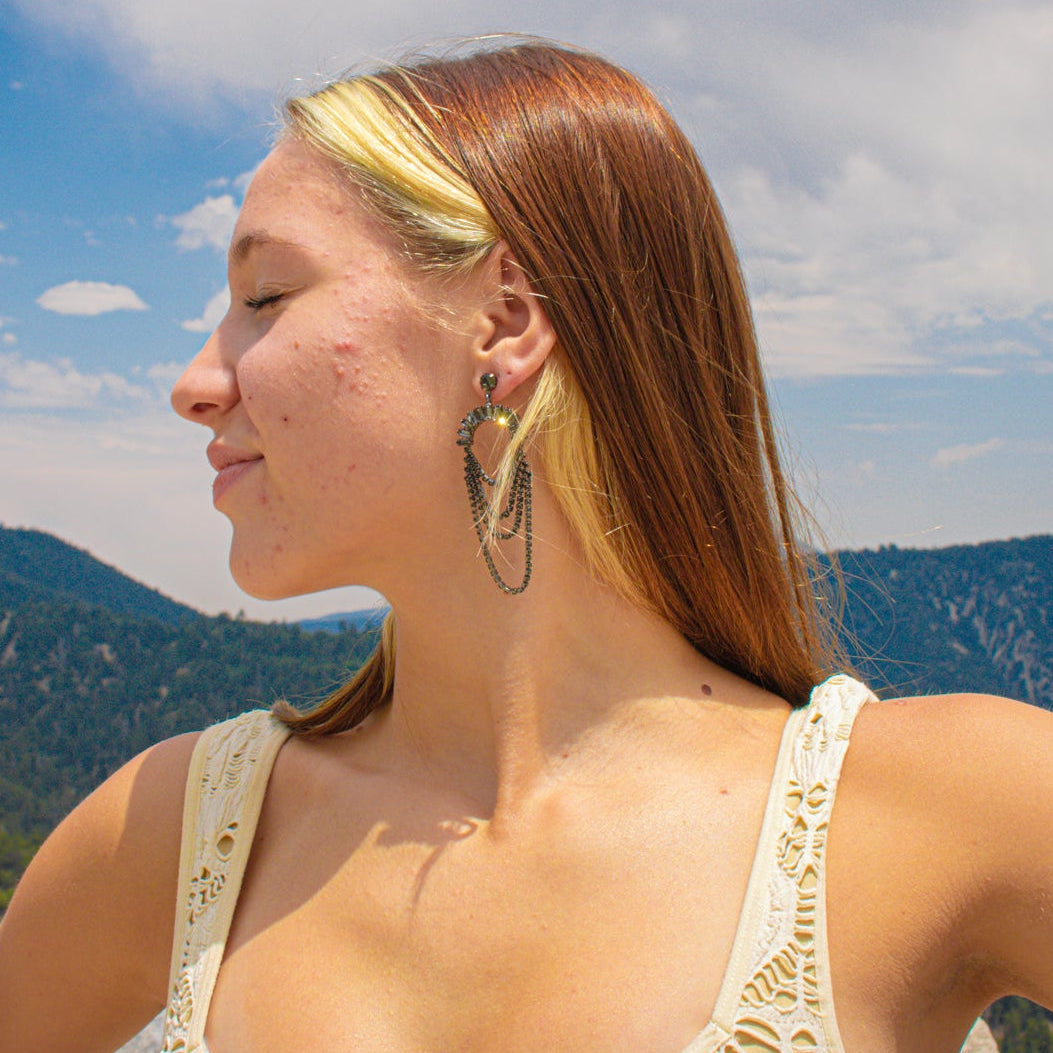 Beautifully Crafted Louisa Hematite Chandelier Earrings