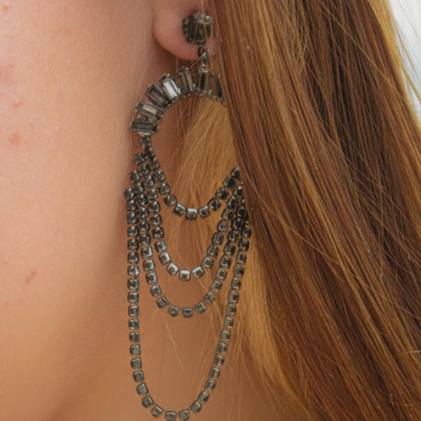 Beautifully Crafted Louisa Hematite Chandelier Earrings