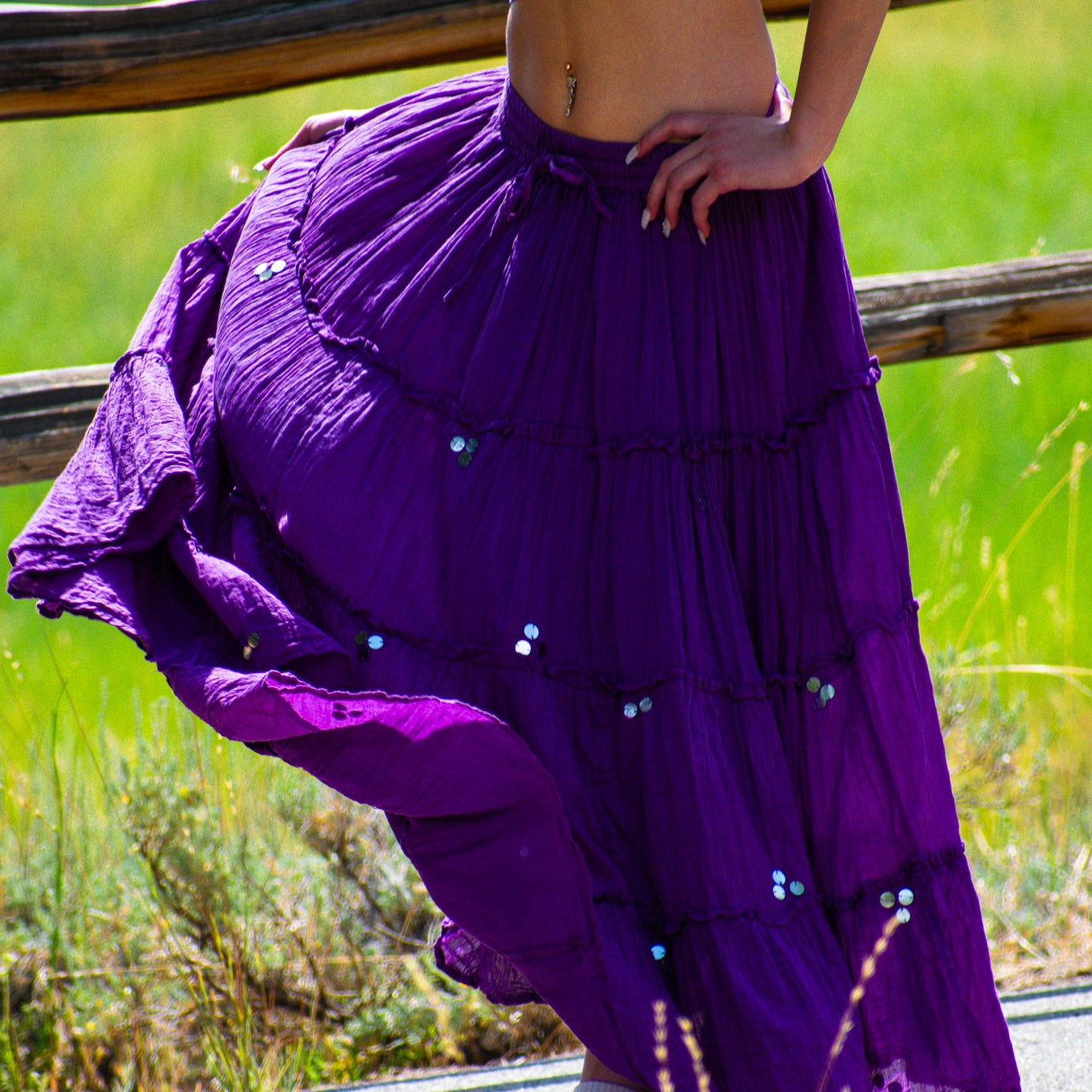 Westside Designs Layered Purple Gypsy Maxi Skirt