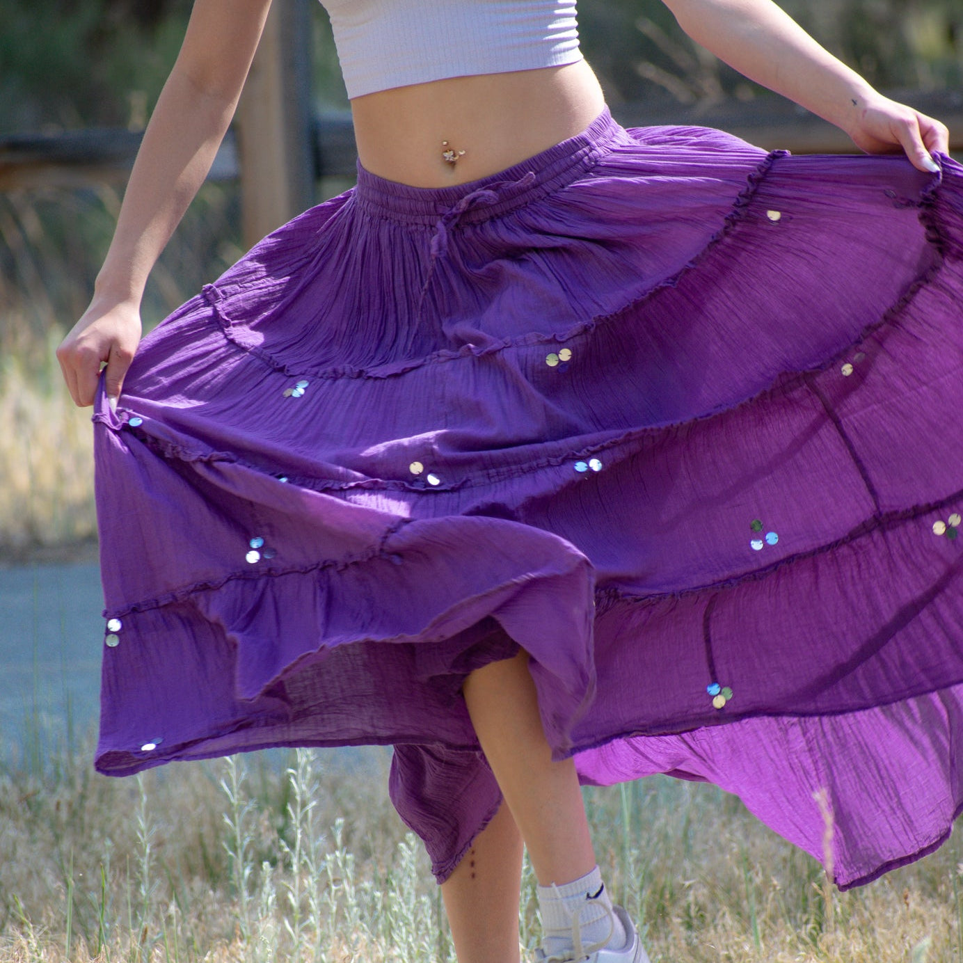 Westside Designs Layered Purple Gypsy Maxi Skirt