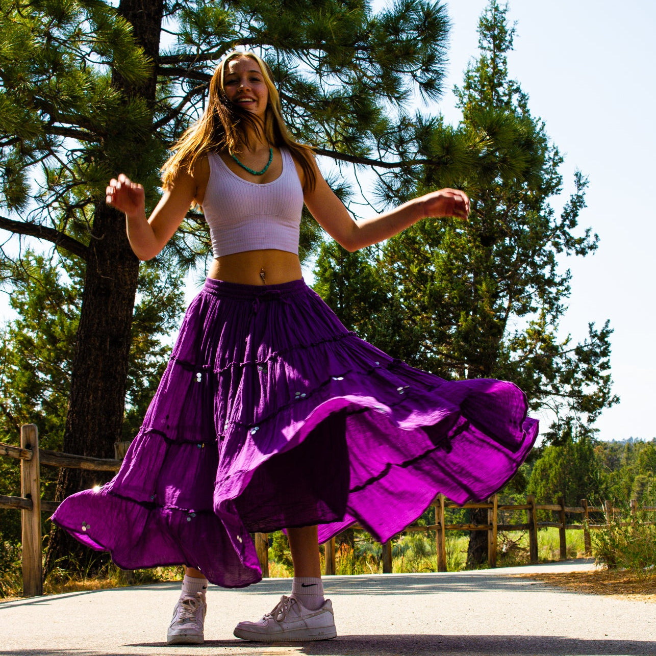 Westside Designs Layered Purple Gypsy Maxi Skirt