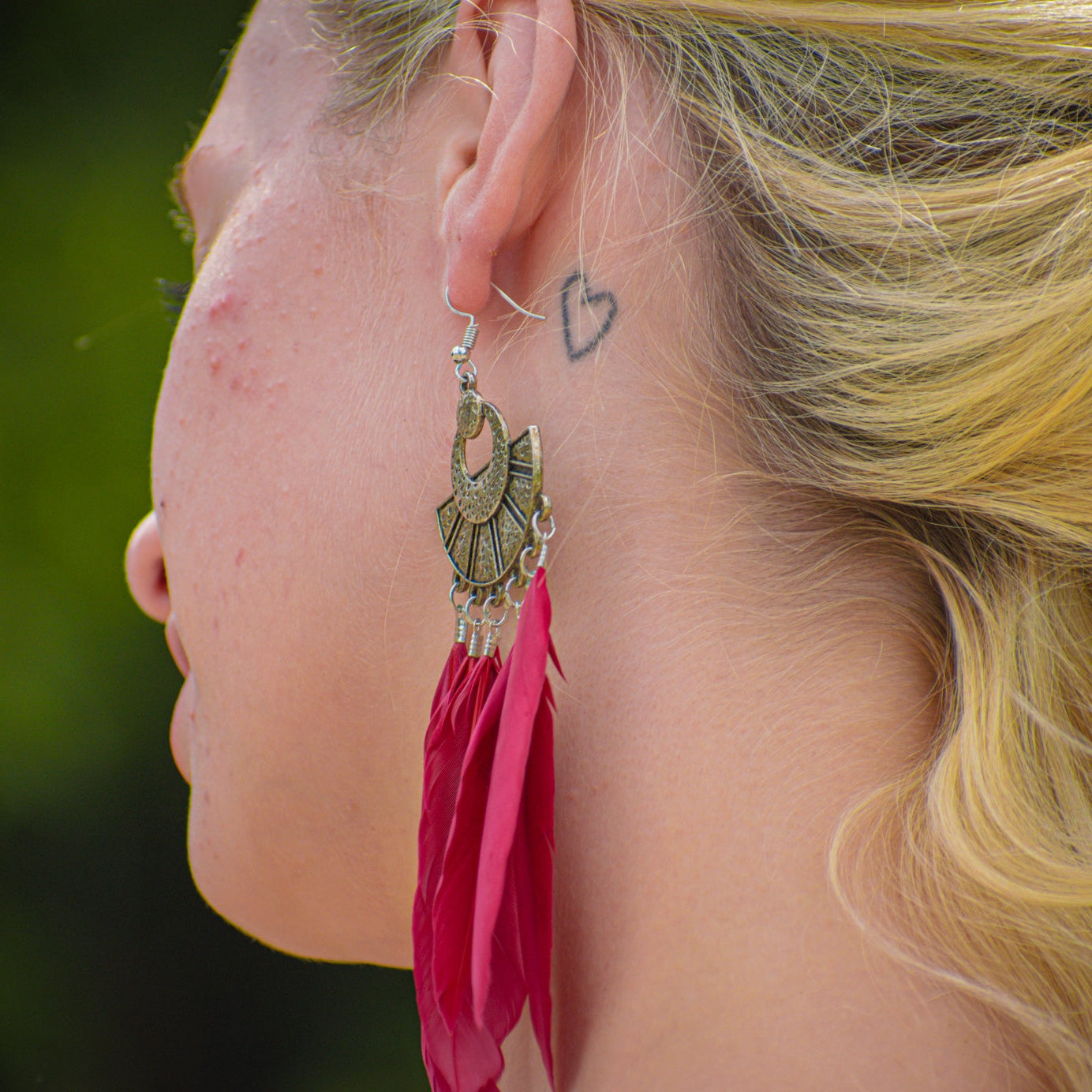 Paparazzi Ornate Silver basic with six Red Feather Dangling from each Statement Piece Earring Aztec Aesthetic