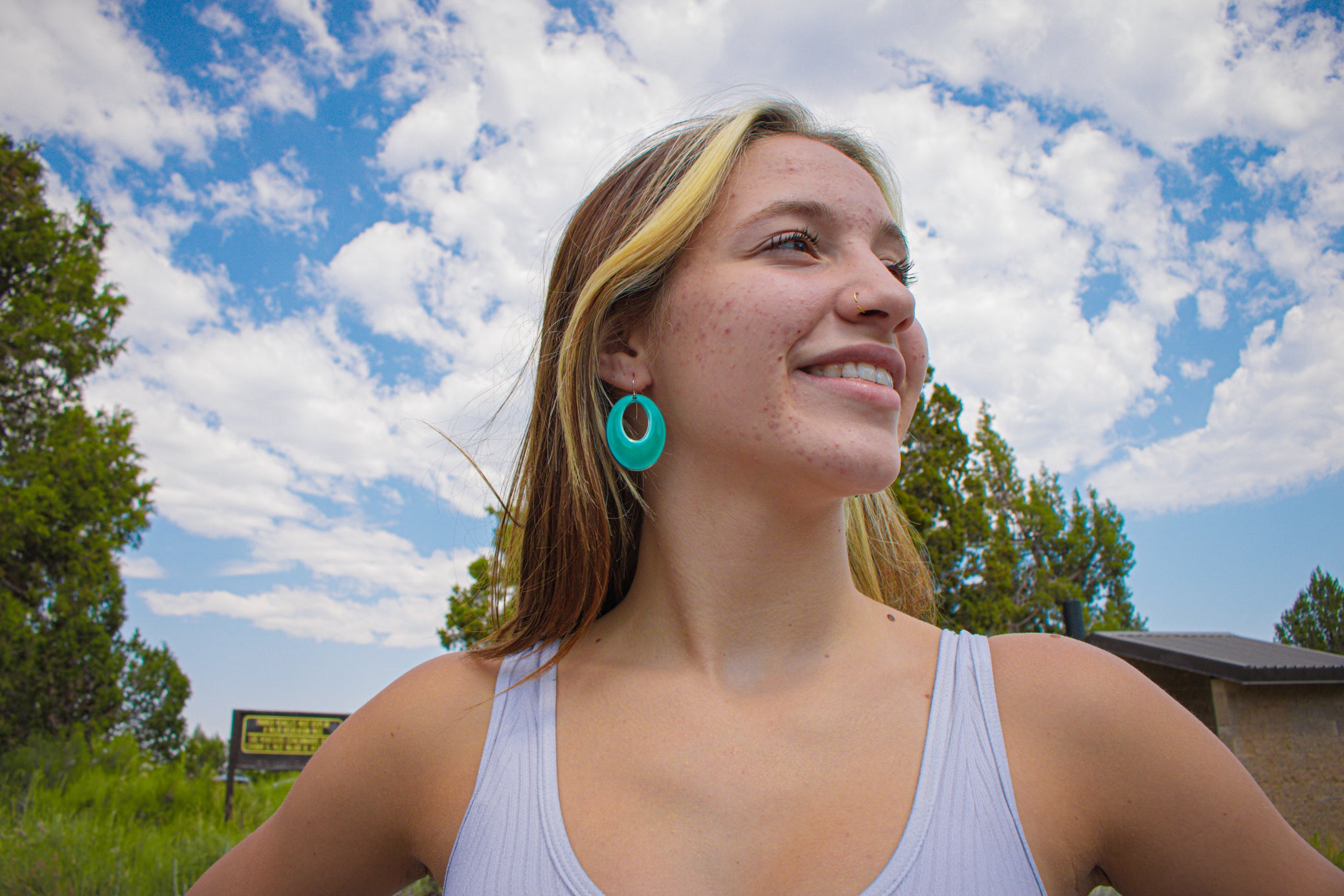 turquoise oval hoop earrings boho statement resin dangle earrings