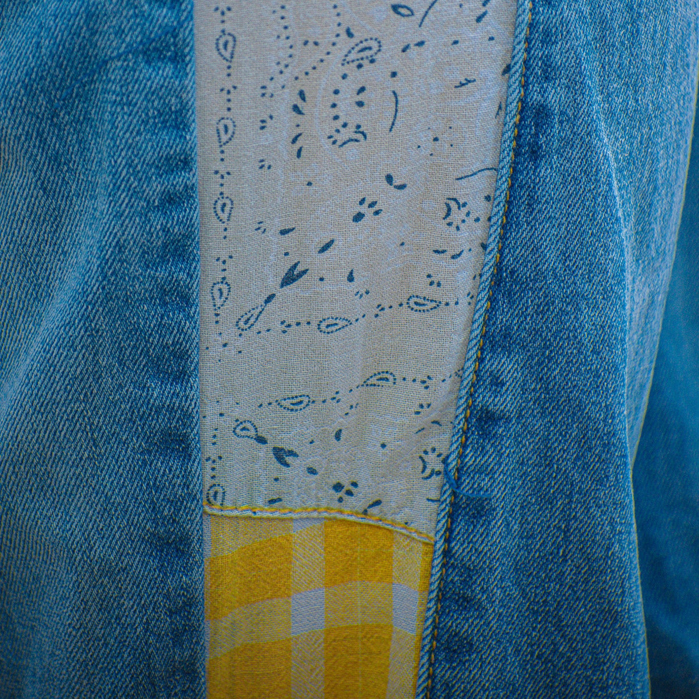 Easel Patchwork Bell Bottom Jeans - Size S