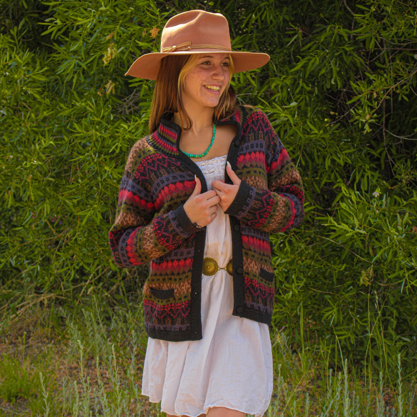 Natur Alpaca Made in Peru Multi - colored Button - Up Cardigan