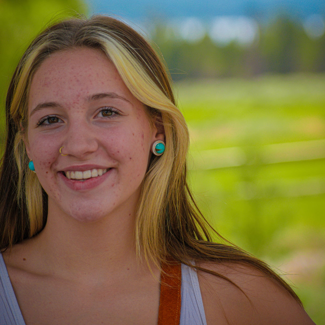 kingman turquoise stud earrings sterling silver natural turquoise jewelry
