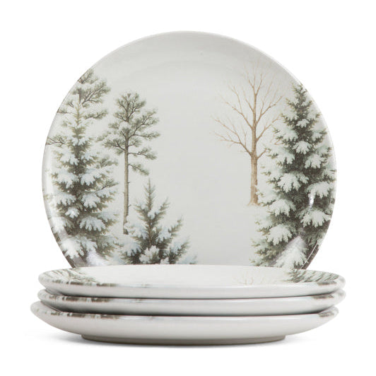Snow Trees Coupe Salad Plates Made In Brazil Set Of 4